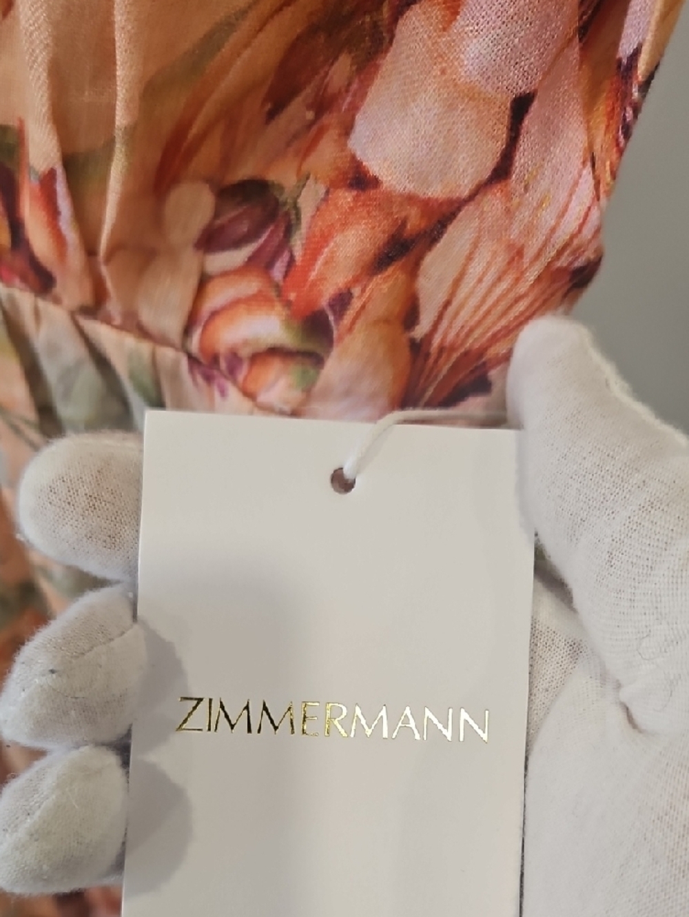 Zimmermann Peach & Floral Tie-Back Mini Dress - Picture 3 of 12